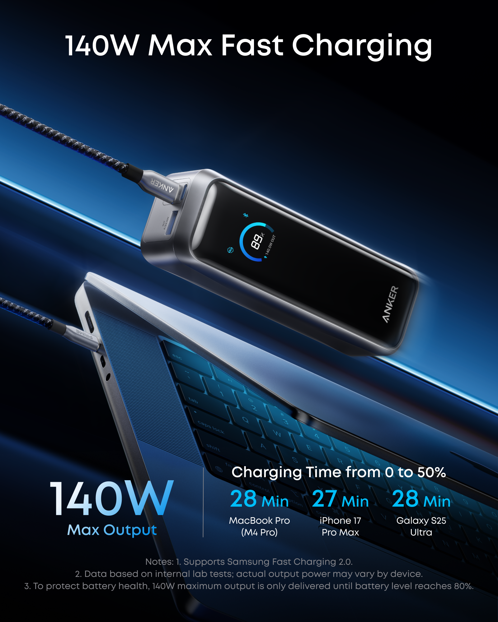 تطبيق Anker يعرض حالة Anker Prime Power Bank 20K 220W على الهاتف