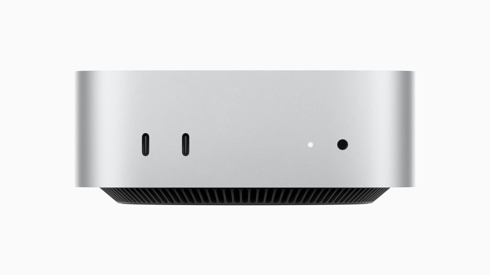 منافذ USB-C ومنفذ السماعات في واجهة Apple Mac mini M4