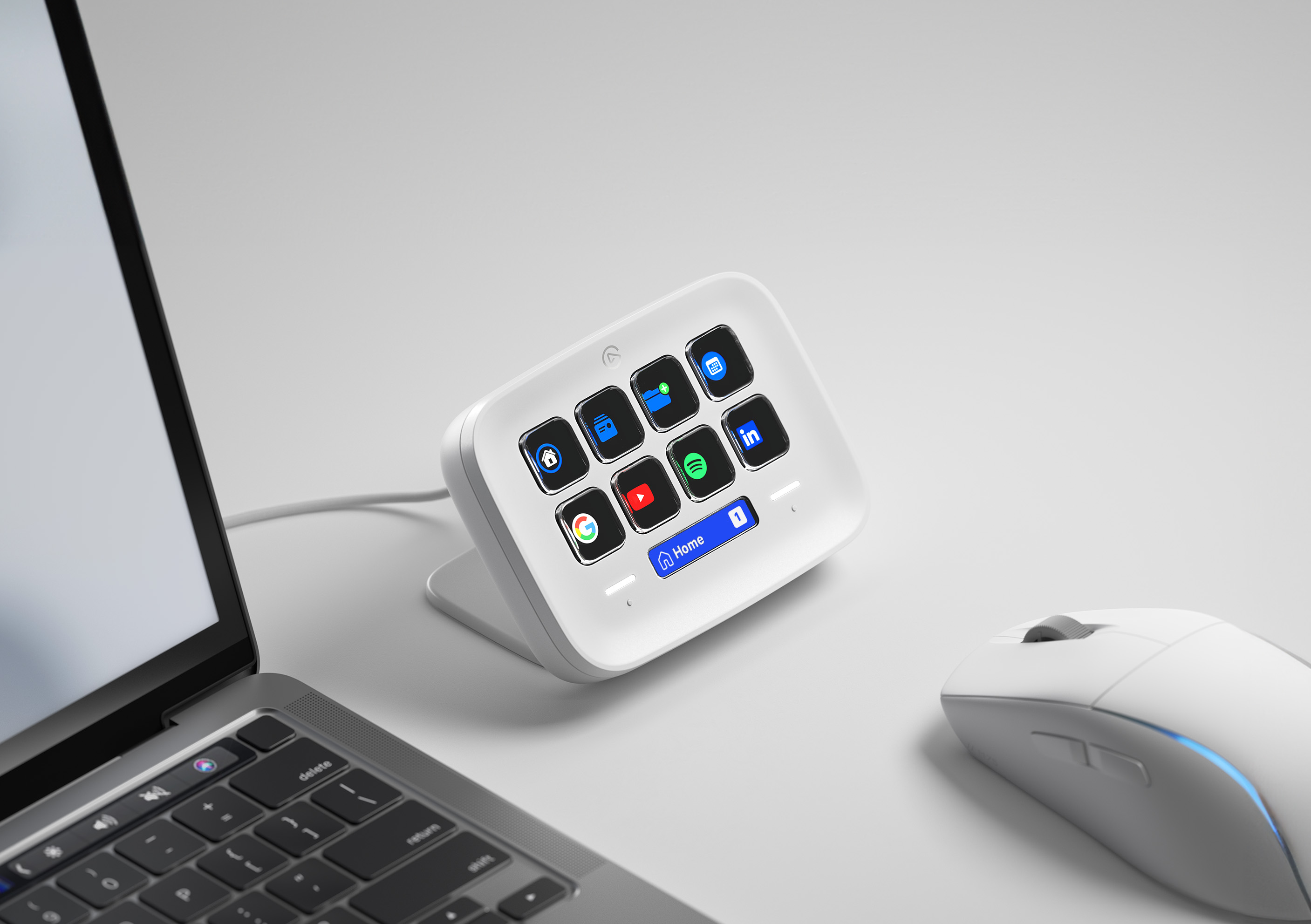 مفاتيح Elgato Stream Deck Neo الثمانية مع شريط المعلومات ونقطتي اللمس