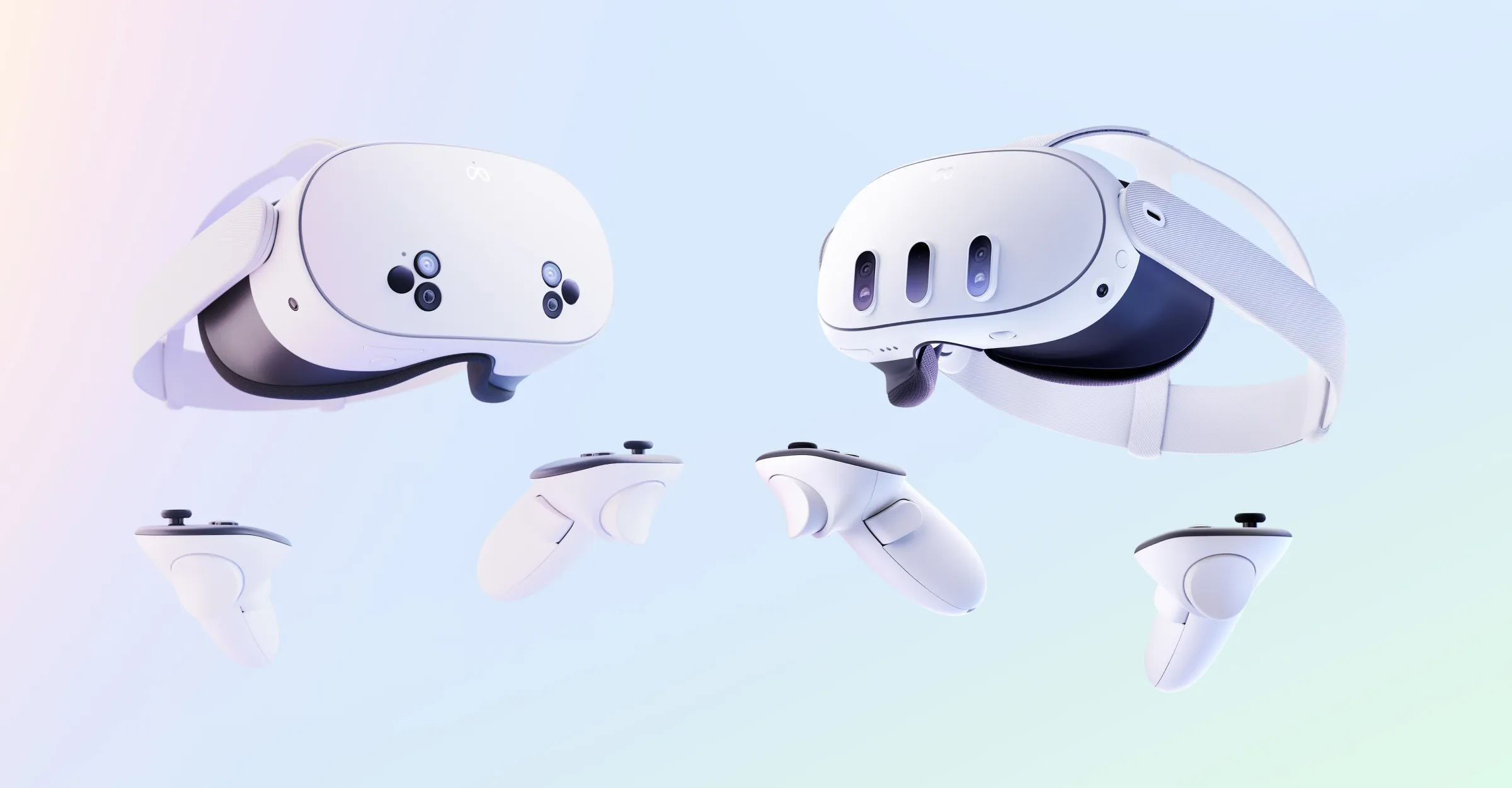 مقارنة بصرية بين Meta Quest 3S وQuest 3 توضح اختلاف الواجهة والكاميرات