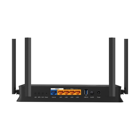 المنافذ الخلفية في Archer BE3600 وتشمل منفذي 2.5GbE وUSB 3.0